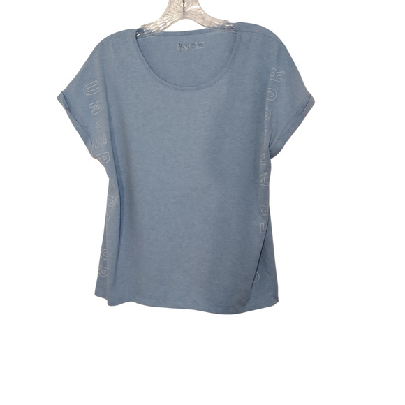 Under Armour Womens Pullover Roll Cap Sleeve Activewear Top Blue Size Medium - Picture 13 of 15